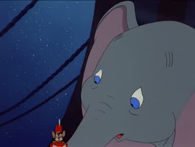 Ya know Dumbo we gotta get an ideaNot just any idea Something colossal like uhHave I got an idea What an ideaHuh He never had an idea in his lifeJust visualize One elephant climbs upon top of another elephant until finallyall 17 elephantshave constructed - Dumbo