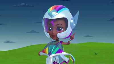 Not for long, you're not.
Flitter Flower, Micro power! - Rainbow Rangers