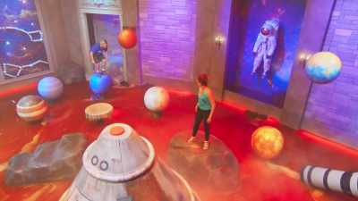 Not wanting to follow
Dan's footsteps into the lava, - Floor Is Lava