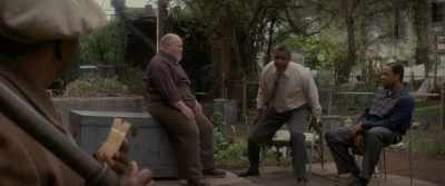 Now, when he shot me, I
jumped at him with my knife, - Fences