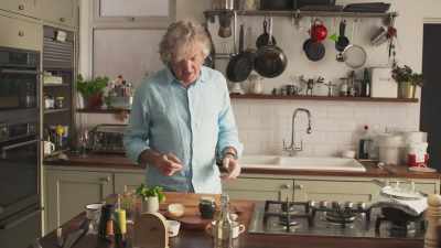 Now, raita. We have here
full-fat yogurt. - James May: Oh Cook!