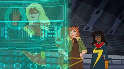 Now, if someone can help me
keep us from crashing, - Marvel Rising: Secret Warriors