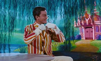 Waiter WaiterNow then what would be niceWe'll start with raspberry iceAnd then some cakes and teaOrder what you willThere'll be no billIt's complimentaryYou're very kindAnything for you Mary PoppinsYou're our favourite person - Mary Poppins