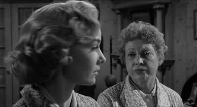 You mean that old woman I saw sitting in the window out there wasn't Bates' motherNow wait a minute Sam Are you sure you saw an old womanYes In the house behind the motelI called and pounded but she just ignored meYou want to tell me you saw Norman Bates' - Psycho