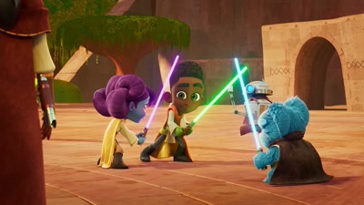 Now, who wants to practice
some lightsaber moves? - Star Wars: Young Jedi Adventures