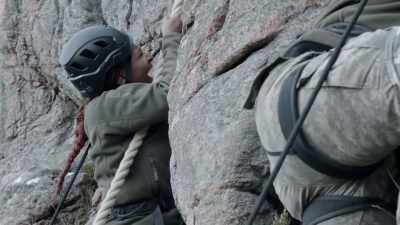 Number seven Alexandra has
become stuck on the cliff face. - Celebrity SAS: Who Dares Wins