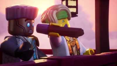 -[Nya yelling and screaming]
-[wood cracking] - LEGO Ninjago: Dragons Rising