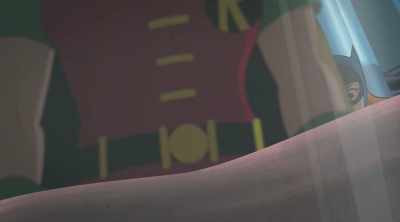 Observe, The Crimson Cloak
is actually Clayface. - Scooby-Doo! & Batman: The Brave and the Bold