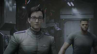 - Officer on deck.
- At ease. - Starship Troopers: Traitor of Mars