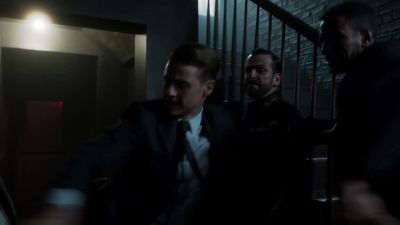 - (OFFICERS SHOUTING)
- (MAN GROANING) - Gotham