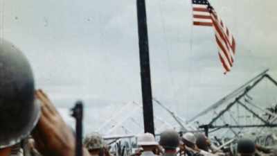 OFFICIALS DECLARE GUAM
BACK IN AMERICAN HANDS. - The Pacific War in Color