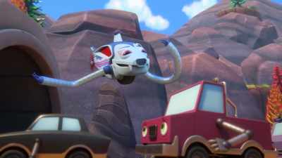 Oh! Don't forget to wave goodbye
to the giant wave. - Mighty Monsterwheelies