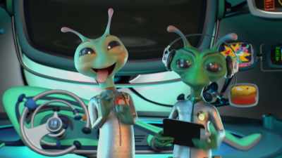 Oh...
[fascinated muttering] - Alien TV