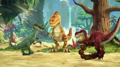 Oh, here's my brother, Totor,
with a present for you! - Gigantosaurus