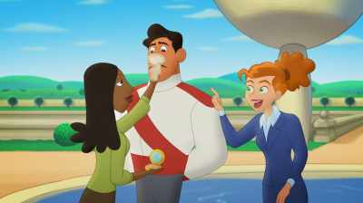 Oh, it...
brings out your eyes,
Your Majesty. - Curious George: Royal Monkey