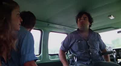 Oh man it's hot in hereHitchhiker Should we pick him upYeah He'll asphyxiate out there What does he look likeSon of a bitch is gonna smell like a slaughterhouseOh give the guy a break He can sit by FranklinWhat do you want to do He's weird looking - The Texas Chain Saw Massacre
