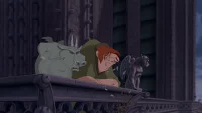 Man! l thought he'd never leave. l'll be spittin' feathers for a week. - The Hunchback of Notre Dame
