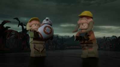 -Oh, no, no, that's not my lugg... Okay.
-(BB-8 BLEEPING) - Lego Star Wars Terrifying Tales