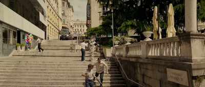Oh, no!
Not the stairs, motherfucker! - Hitman's Wife's Bodyguard