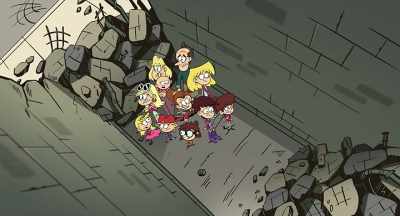 Oh, no! We're in-tuh-rubble.
Get it? - The Loud House Movie