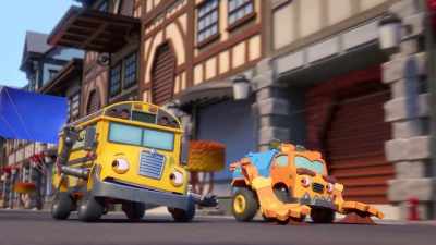 Oh! Would you look at that!
I'm slowing down. A parachute. - Mighty Monsterwheelies