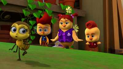 OK. First, you step
to the left two times. - The Chicken Squad