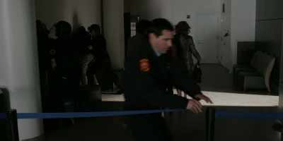 - OK, this way. This way.
- No speech! No hate! - The Good Fight