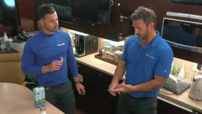 Okay, so barbeque setup,
coolers, awning, chairs, tables. - Below Deck Down Under