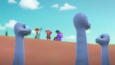 Okay Blitz, we just have to herd
these brontos down the mountain. - Dino Ranch