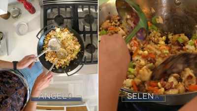 Okay, I think we're good. - Ooh! - Selena + Chef