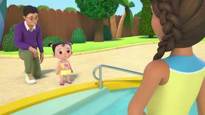 Okay, Mermaid, let's start
with getting in the pool first. - CoComelon Lane