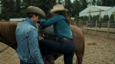 Okay, then you hop up,
swing that leg over-- - The Real West