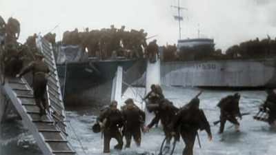 On Juno beach, the 
first Canadian landing ship - Greatest Events of World War II in Colour