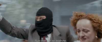 On ladder.
Go slowly, that nothing will happen. - The Heist of the Century