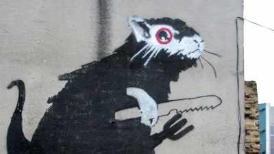 On one city block you see--
up above, you see, - Saving Banksy