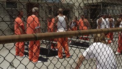 On the gate.
One coming in. - Sons of Anarchy