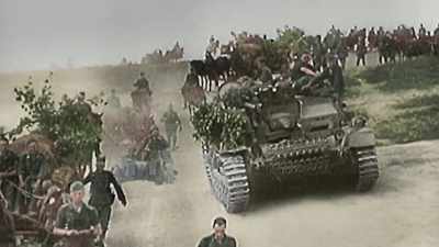 On the shore, there is a real chaos. - Greatest Events of World War II in Colour