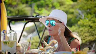 On TV, they go,
"Don't you notice the cameras?" - The Real Housewives Ultimate Girls Trip