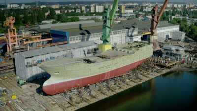 Once floated, engineers will add
navigation lights and a deck crane. - Europe From Above