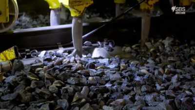 Once this was back-breaking work
using picks and shovels, - World's Busiest Train Stations