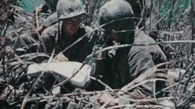 ONE OFFICER KEEPS
CALLING HEADQUARTERS - The Pacific War in Color