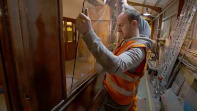 One reason the
interiors taking so long, - Great Rail Restorations with Peter Snow