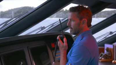 One shackle in the water. - Below Deck Down Under