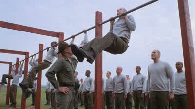 One for the commandantOne for the corpsGet up there PullI guess the corps don't get theirs Get up there pylePull Pull pyle pullOne pull up pyle Come on pullYou gotta be shitting me pyle Get your ass up thereDo you mean to tell me that you cannot do one - Full Metal Jacket