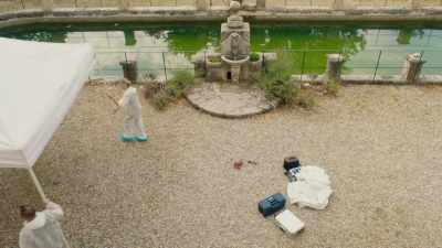 One theory is he fell out
whilst he was securing the shutters. - Murder in Provence