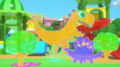 Ooh, that spiky one is a Stegosaurus. - CoComelon Lane