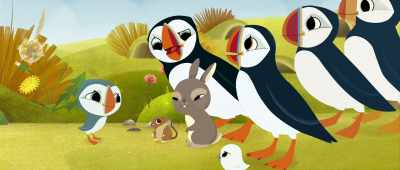 Oona just helped save
the Little Egg
from a Black-Backed Gull. - Puffin Rock and the New Friends