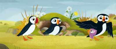 -Oops. Careful there!
-Isabelle, you're up! - Puffin Rock and the New Friends