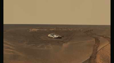 Opportunity is turning our camera back
on this tiny little shallow crater - Mars: One Day on the Red Planet