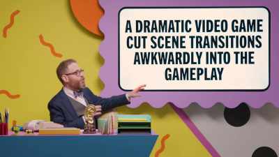 Oscar and Brennan, a
dramatic video game cut scene - Make Some Noise